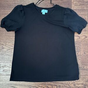 CeCe Black Boxy T-Shirt Blouse